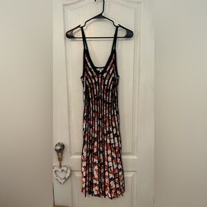 Kenzo Paris Floral Sleeveless Dress - Black, Pink and Orange